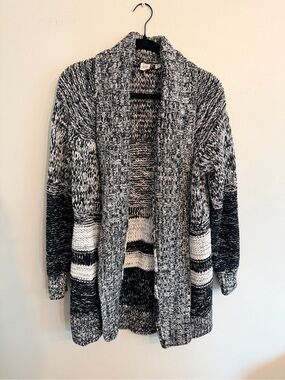 GAP Long Open-Front Black & White Cardigan Sweater - S